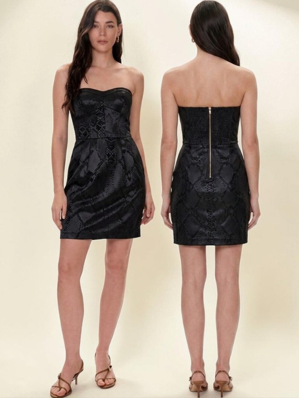 REBECCA TAYLOR Jacquard Snakeskin Print Strapless Mini Dress - Size 6